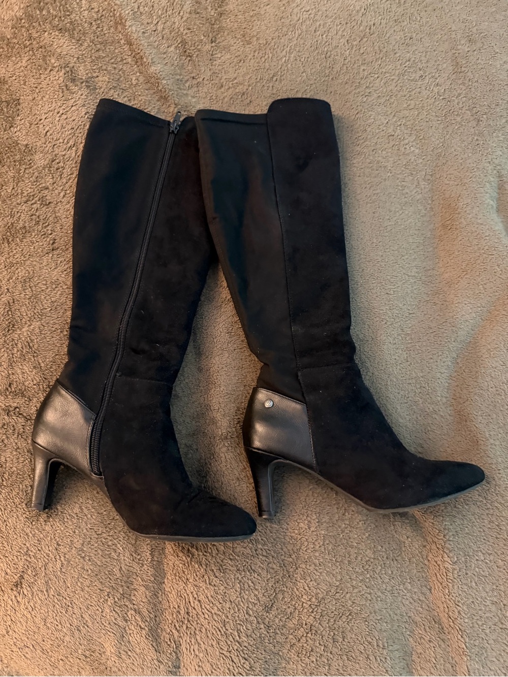 Life Stride Black Knee-High Suede Heeled Boots